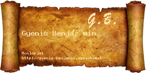 Gyenis Benjámin névjegykártya